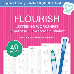 Flourish Alphabet Lettering Worksheet | Elegant Script Letters with Gentle Flourishes