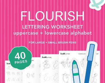Flourish Alphabet Lettering Worksheet | Elegant Script Letters with Gentle Flourishes