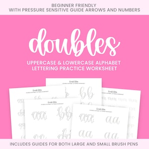 Doubles Alphabet Lettering Worksheet | Learn to Letter | Lettering Beginners | Hand Lettering and Modern Calligraphy Guide | Script Practice