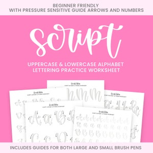 Planilha de letras do alfabeto Script | Aprenda a Letrar | Letras Iniciantes | Guia de letras manuais e caligrafia moderna | Prática de roteiro