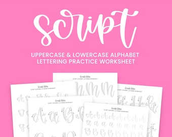 Script Alphabet Lettering Worksheet | Learn to Letter | Lettering Beginners | Hand Lettering and Modern Calligraphy Guide | Script Practice