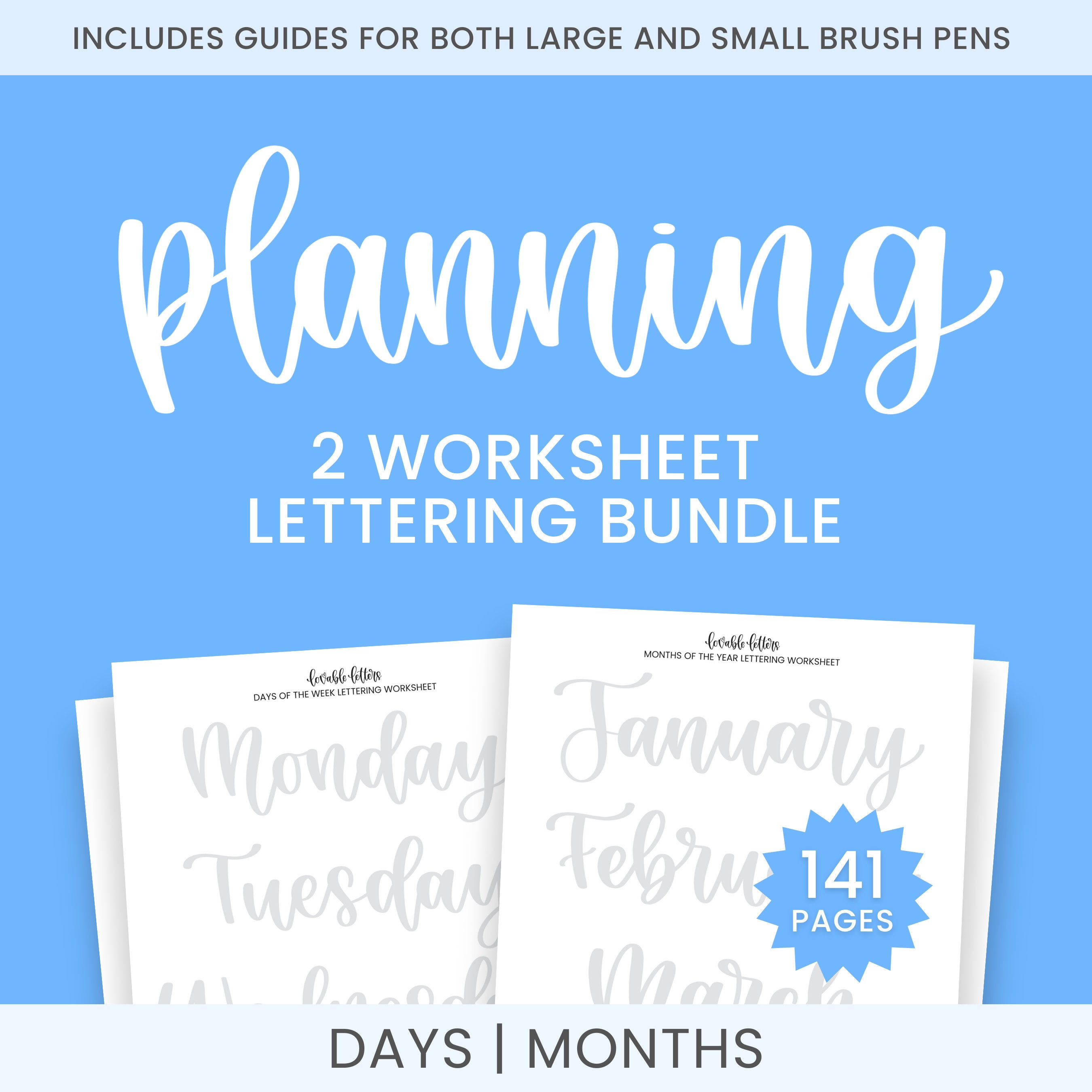 Deluxe Modern Calligraphy Practice Sheet Bundle by theinkyhand // DIGITAL  DOWNLOAD 