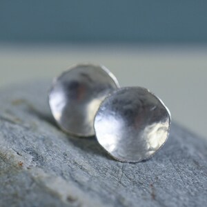 Sterling silver dished stud earrings