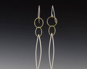 Sterling silver and 18K gold dangle earrings