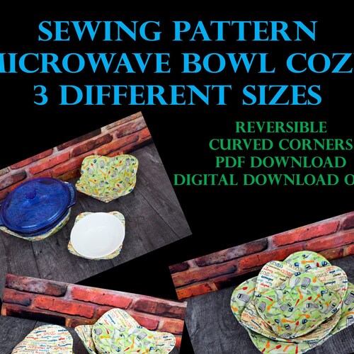 Microwave Bowl Cozy PDF Sewing Pattern and Tutorial Quilted | Etsy