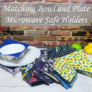 Microwave-Safe Bowl and Plate Cozy Sets– Reversible Cotton Holder for Hot Dishes
