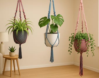 Handmade Macramé Plant Hanger – Custom Colors & Boho Home Decor