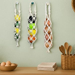 Handmade Macrame Onion Bag – Hanging Produce Storage for Rustic & Farmhouse Kitchens
