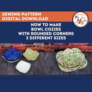 SEWING PATTERN Instant Download, 3 Different Size Bowl Cozy, Small Medium and Large, Microwave Bowl Cozy Pattern