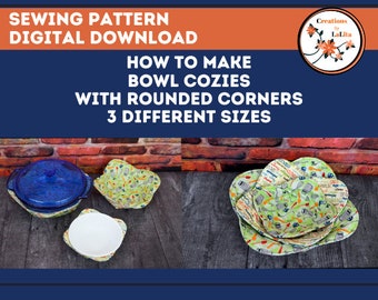 SEWING PATTERN Instant Download, 3 Different Size Bowl Cozy, Small Medium and Large, Microwave Bowl Cozy Pattern