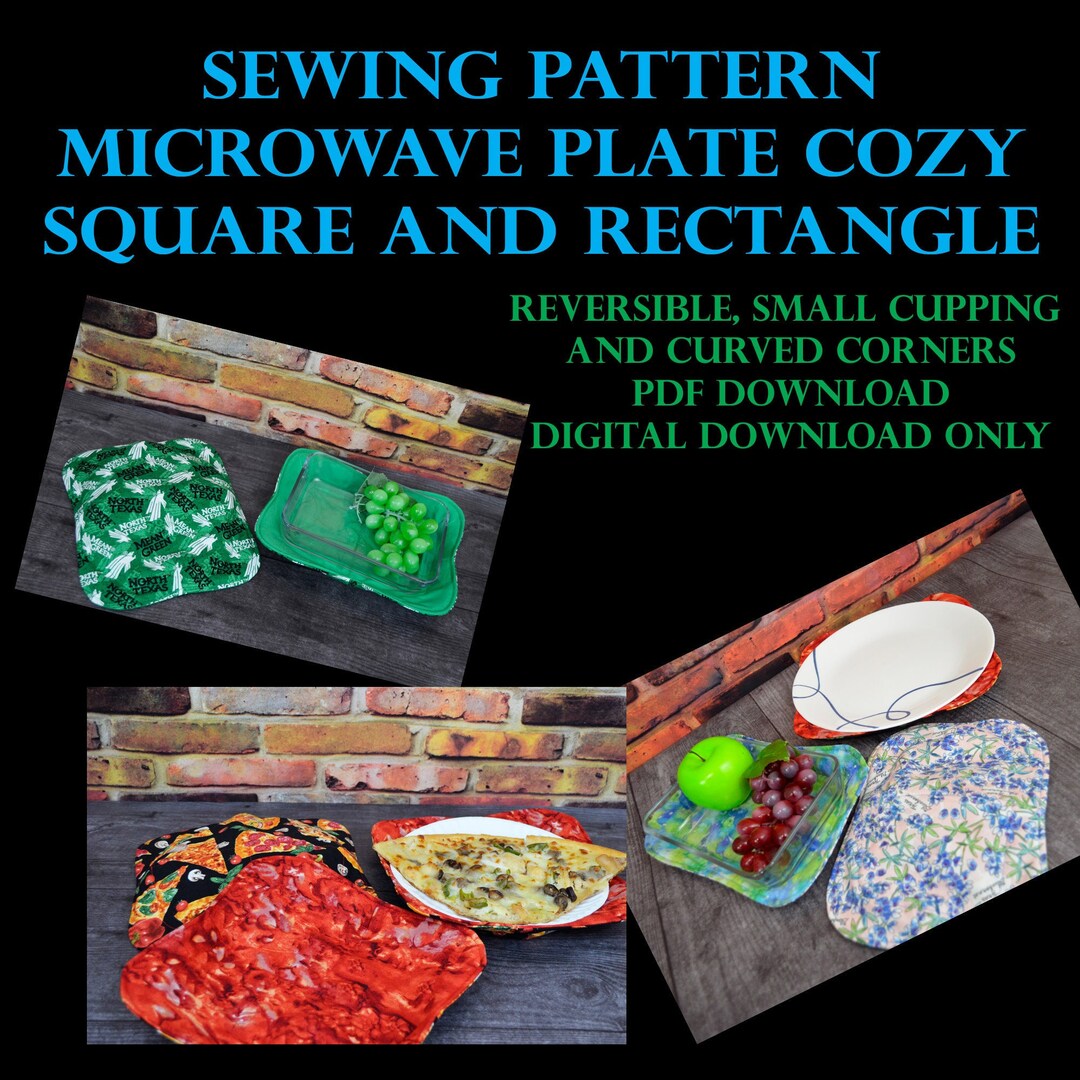 SEWING PATTERN Instant Download, Microwave Plate Cozy, Rectangle Plate ...