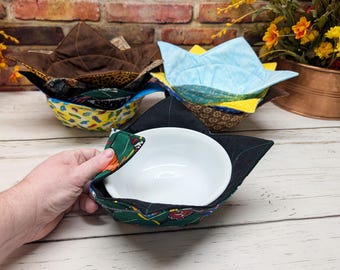 Funda para cuencos de microondas: Soporte reversible de algodón para cuencos calientes