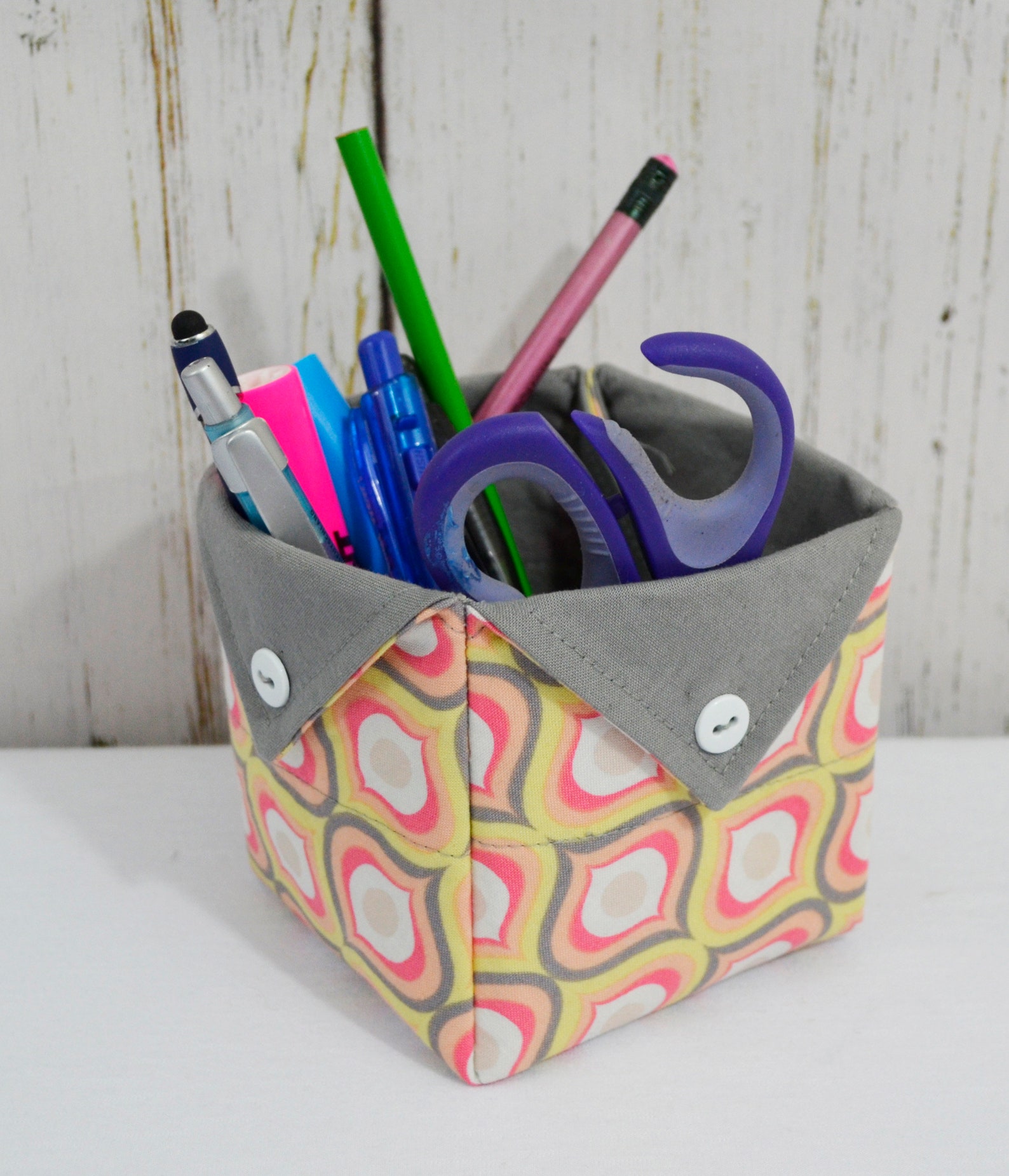 Office Desk Organizer 4 Piece Set of Fabric Baskets Foldable Etsy