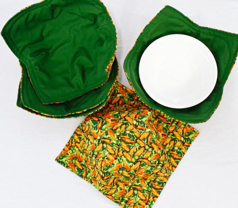 Microwave Bowl Cozies Corn with Green Fabric 2 Styles Available Each Sold Separately