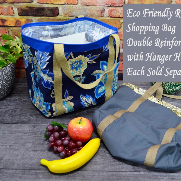 Shopping Bag, Reusable Eco-Friendly Grocery Bag, Reinforced Bottom with Hanger Hole for Loading Bags Easily
