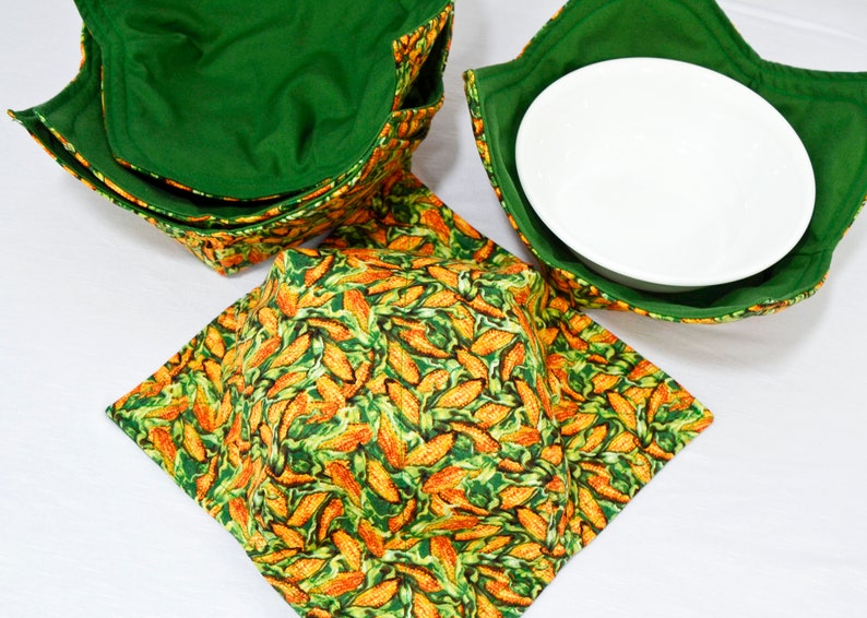 Microwave Bowl Cozies Corn with Green Fabric 2 Styles Available Each Sold Separately