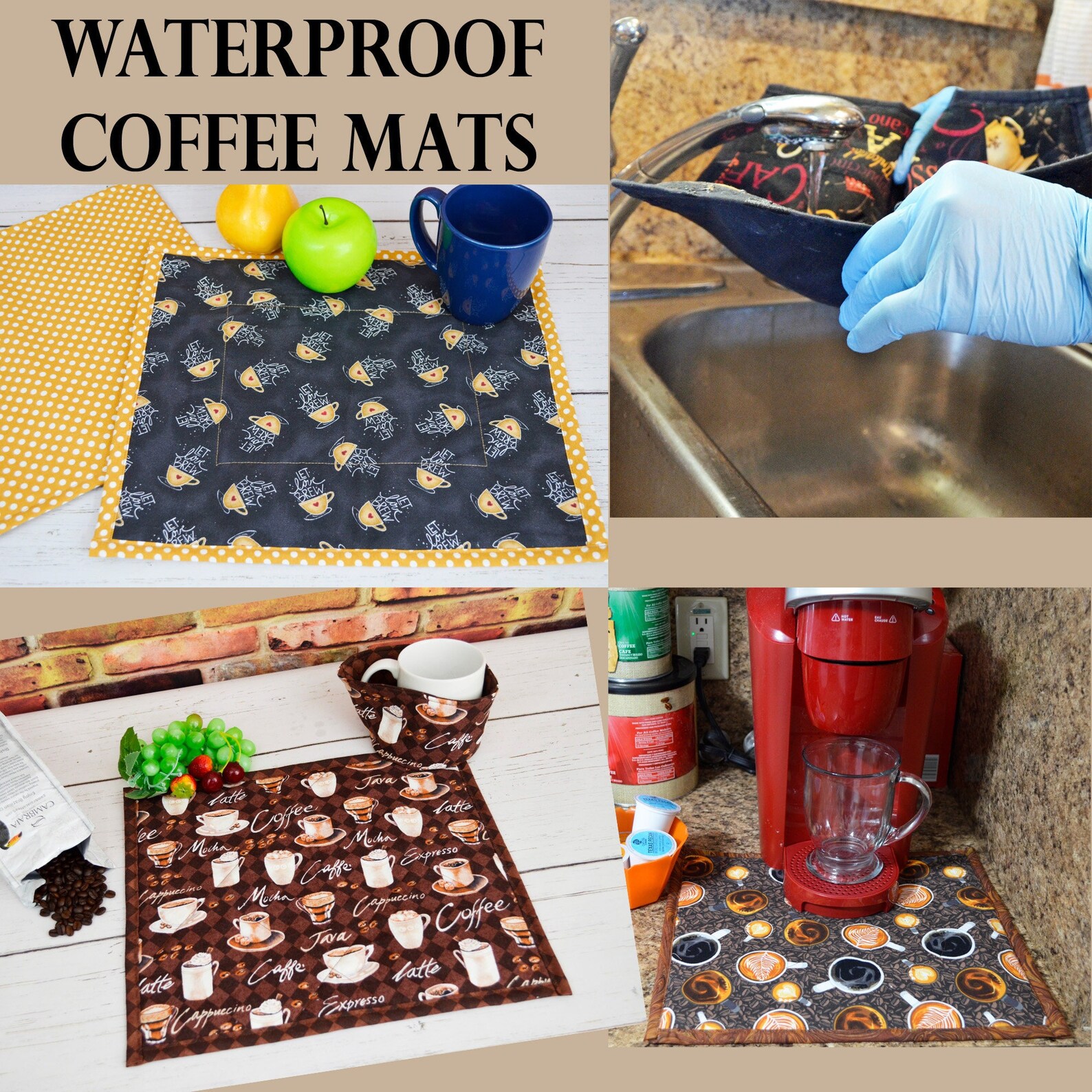 Waterproof Kitchen Mat Coffee Themed Mat Waterproof Mat for Etsy