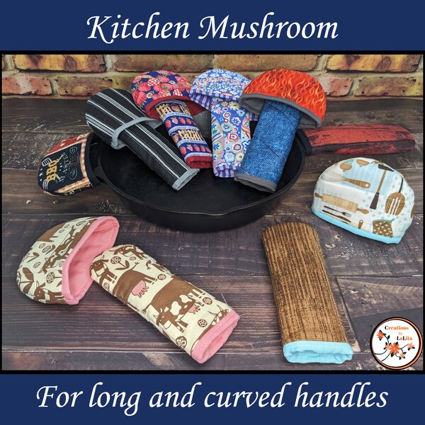 Kitchen Mushrooms, Pan Handle Cover Sets for long handle or Knobs, Pan Lid Handle Cover, Cast Iron Skillet Handle Cover