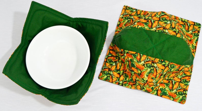 Microwave Bowl Cozies Corn with Green Fabric 2 Styles Available Each Sold Separately
