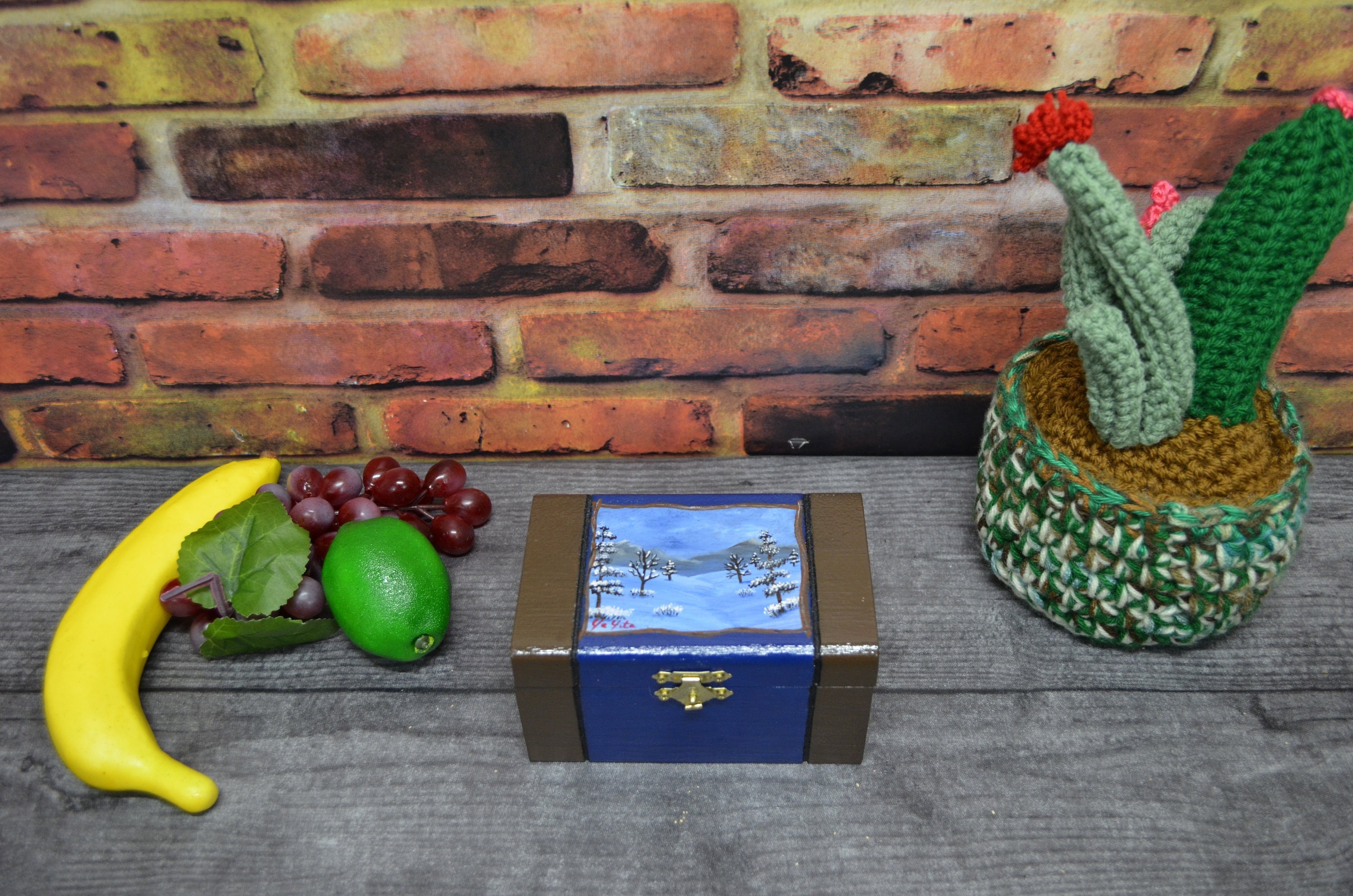 Keepsake Wood Box With Winter Scene Painted Top Metal Closer - Etsy
