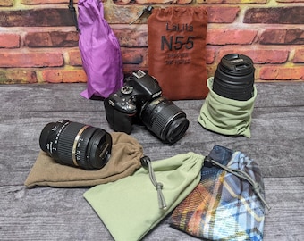Custom Fit Camera Lens Bag: Suede or Padded DSLR Lens Protector
