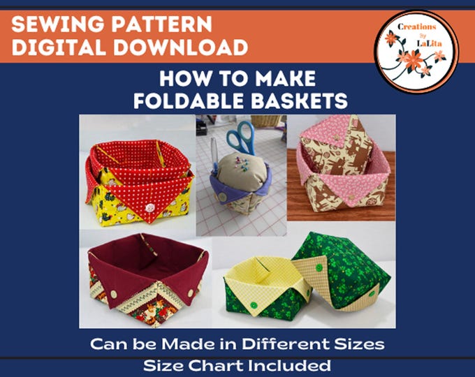 FOUR BASKETS PDF Sewing Pattern Tutorial. Basket Pattern. Fabric Bin ...