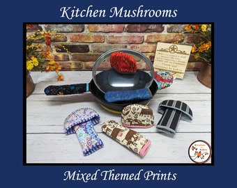 Kitchen Mushrooms, Pan Handle Cover Sets for long handle or Knobs, Pan Lid Handle Cover, Cast Iron Skillet Handle Cover