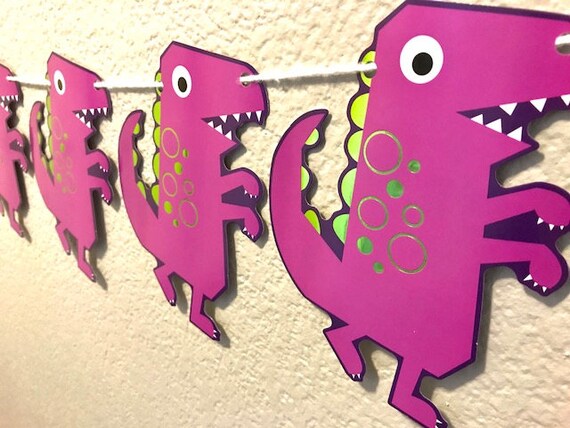 Dinosaur Banner Purple Dino Barney Party Supplies Party Etsy