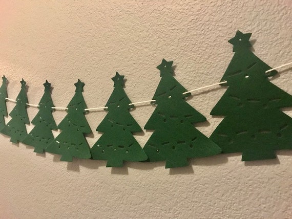 Christmas Tree Banner Green Holiday Felt Plant Shrub Etsy