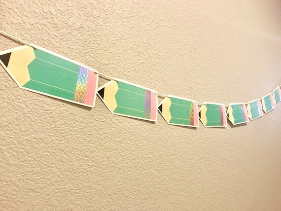 Pencil Banner Blue Turquoise Party Decorations Party Etsy