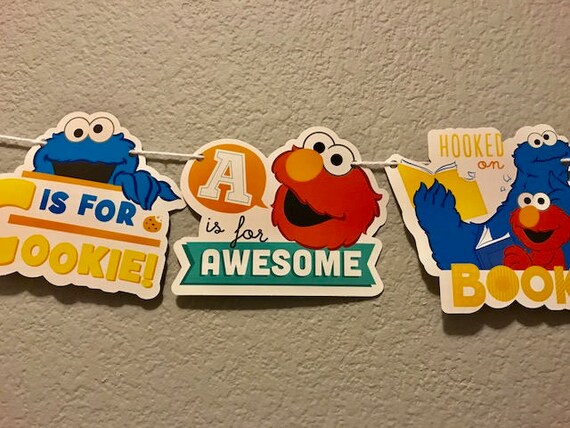 Sesame Street Banner Abc Elmo Cookie Monster Classroom Etsy