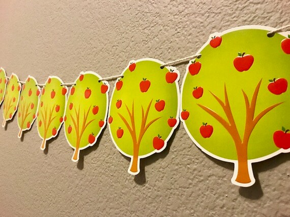 Apple Tree Banner Nature Forest Woods Green Red Party Etsy