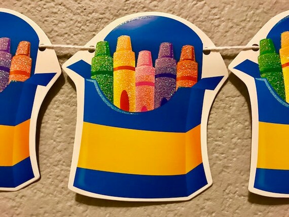 Crayola Banner Crayon Glitter Party Decoration Party Etsy