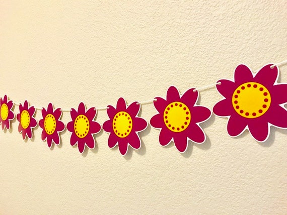 Flower Banner Pink Red Yellow Party Decorations Decor Etsy