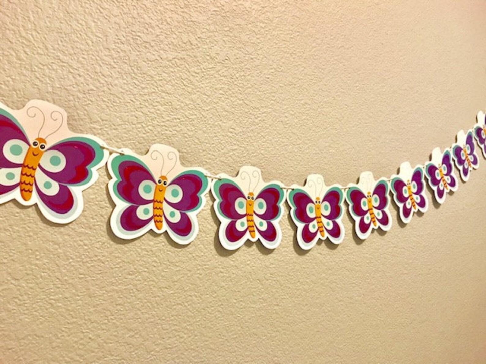 Butterfly Banner Purple Pink Blue Streamer Sign Party Etsy