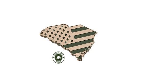 South Carolina Shaped American Flag - SVG