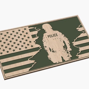 Tattered Flag Design 8  Police Officer - SVG - Digital Download