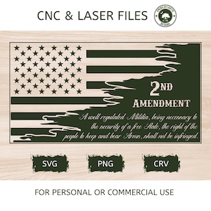 Tattered Split Flag with 2nd Amendment - SVG -  CNC Laser File (Digital Download)