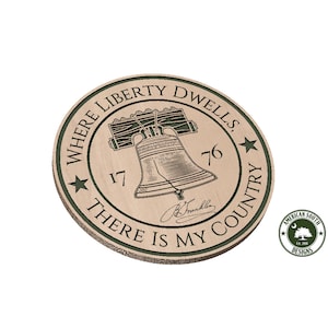 Onde a Liberdade Habita, Lá Está o Meu País Ben Franklin Liberty Bell Round - SVG - Download Digital