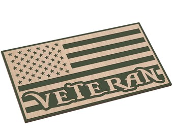 American Flag with Veteran Script - SVG -  CNC Laser File (Digital Download)