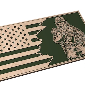 Tattered Flag 3 with Soldier - SVG - Digital Download