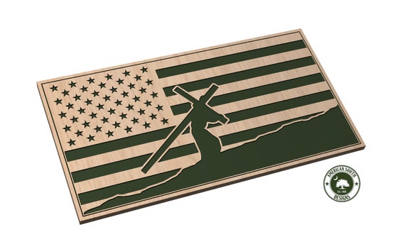 American Flag with Jesus Carrying the Cross - SVG