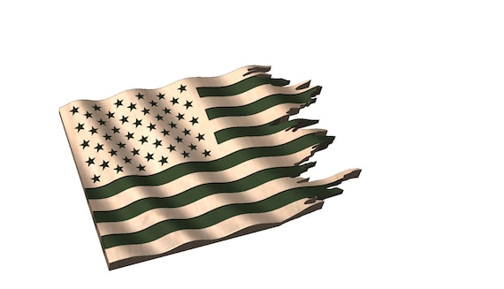 Wavy Tattered Flag 3D ***CRV File  Vectric Vcarve* Model 4