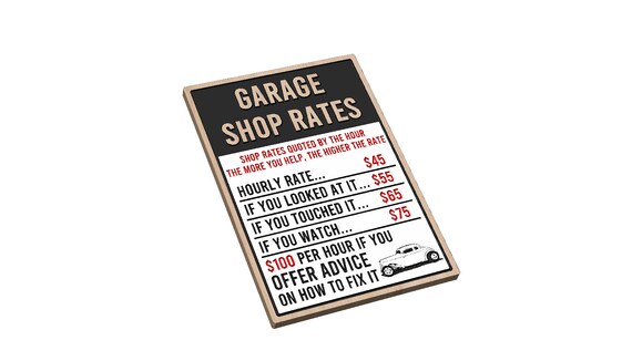 Garage Shop Rates Sign - SVG
