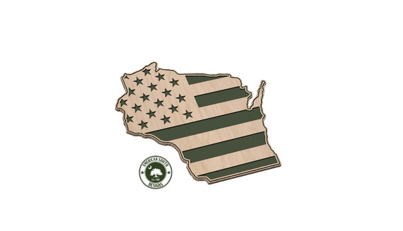 Wisconsin Shaped American Flag - SVG