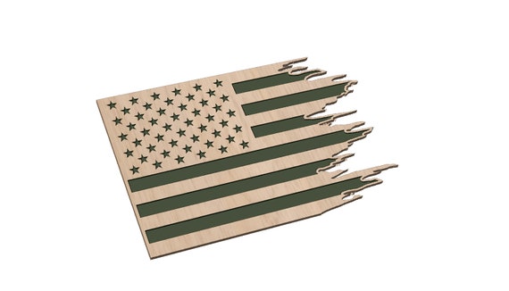 Tattered American Flag without Border - SVG