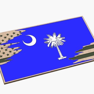 Zerfetzte Südcarolina-Flagge mit der amerikanischen Flagge - SVG - Digital Download