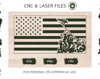 American Flag with Iwo Jima - SVG -  CNC Laser File (Digital Download)