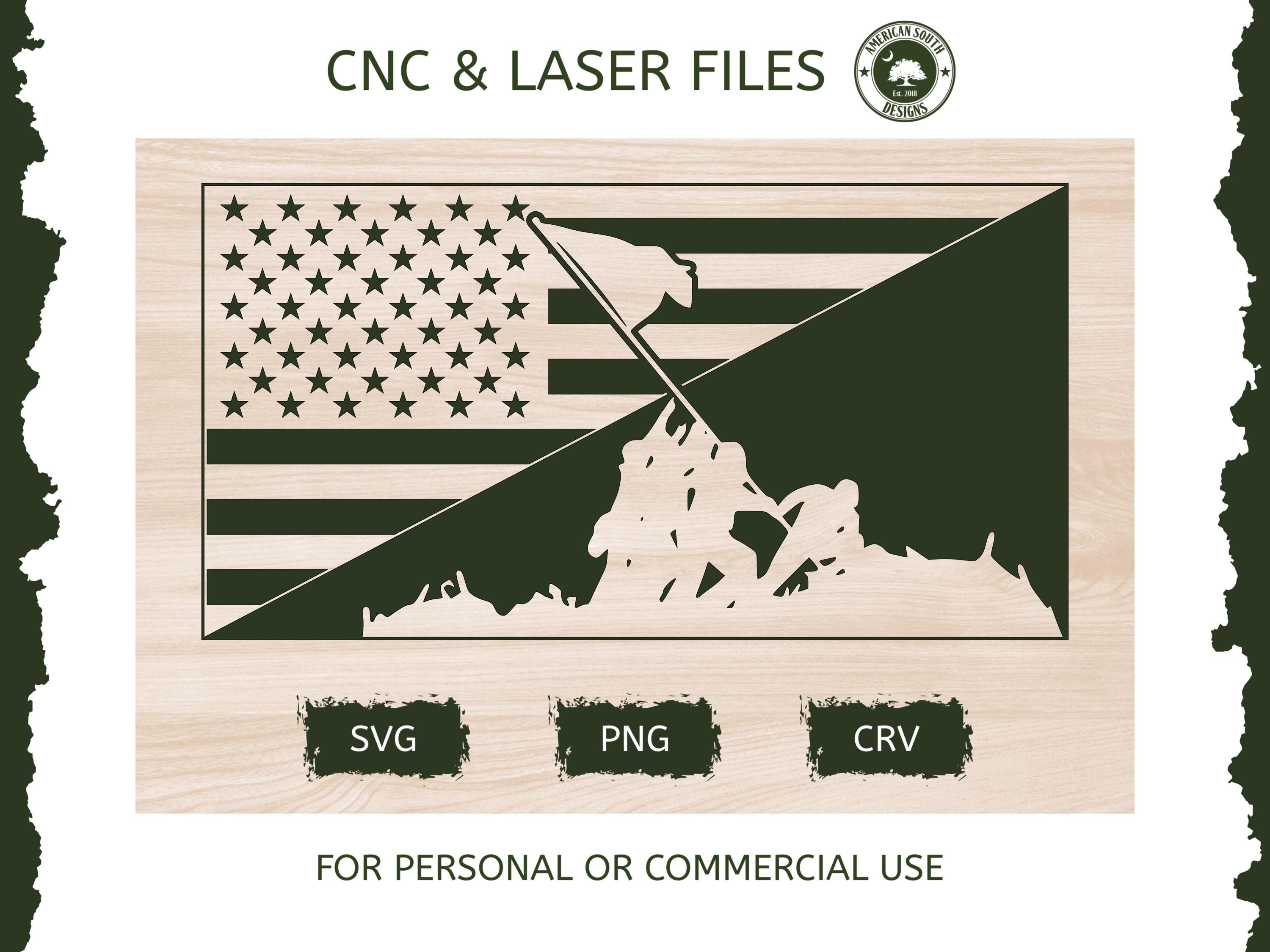 Diagonal Split American Flag With Iwo Jima - SVG | CNC, Laser Cut