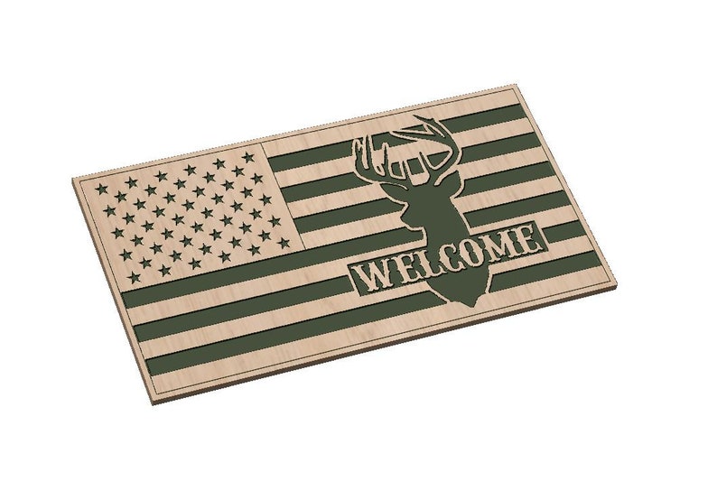 Download American Flag with Buck Head Digital Files SvG AI PnG | Etsy